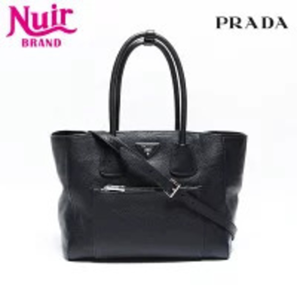 Prada Vitello Phoenix Leather Tote Bag Black